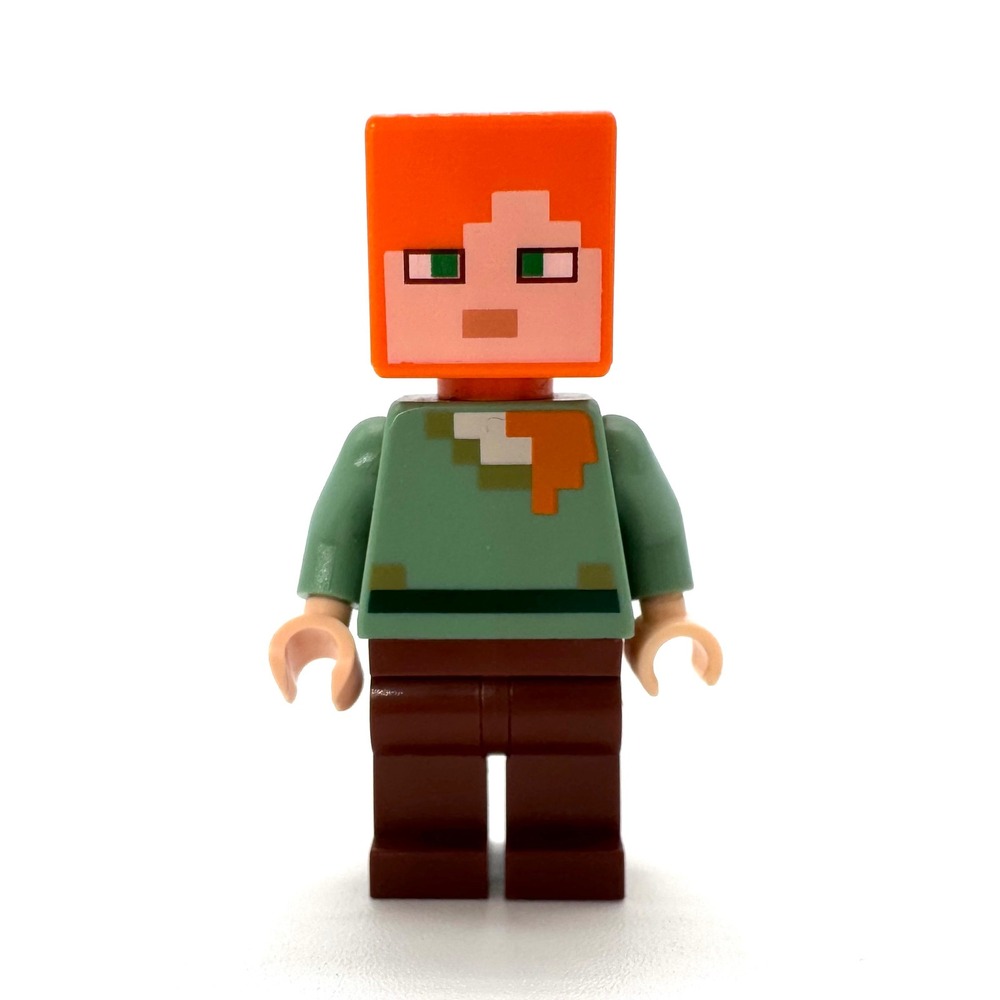 LEGO Minecraft Alex Minifigure Reddish Brown Legs‎ Green Torso